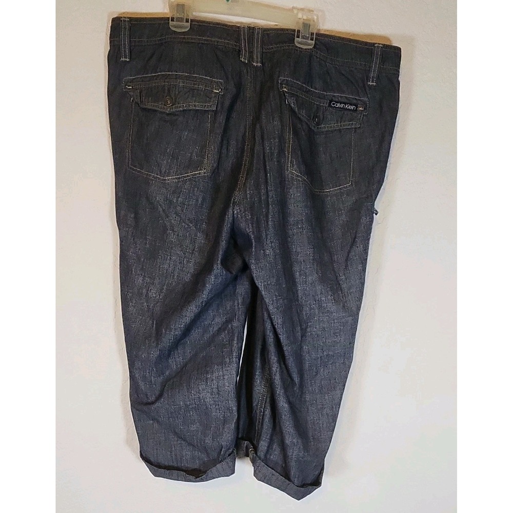 Calvin Klein Utility Cargo Capris Women's 16W Dark Blue Denim - Picture 3 of 10